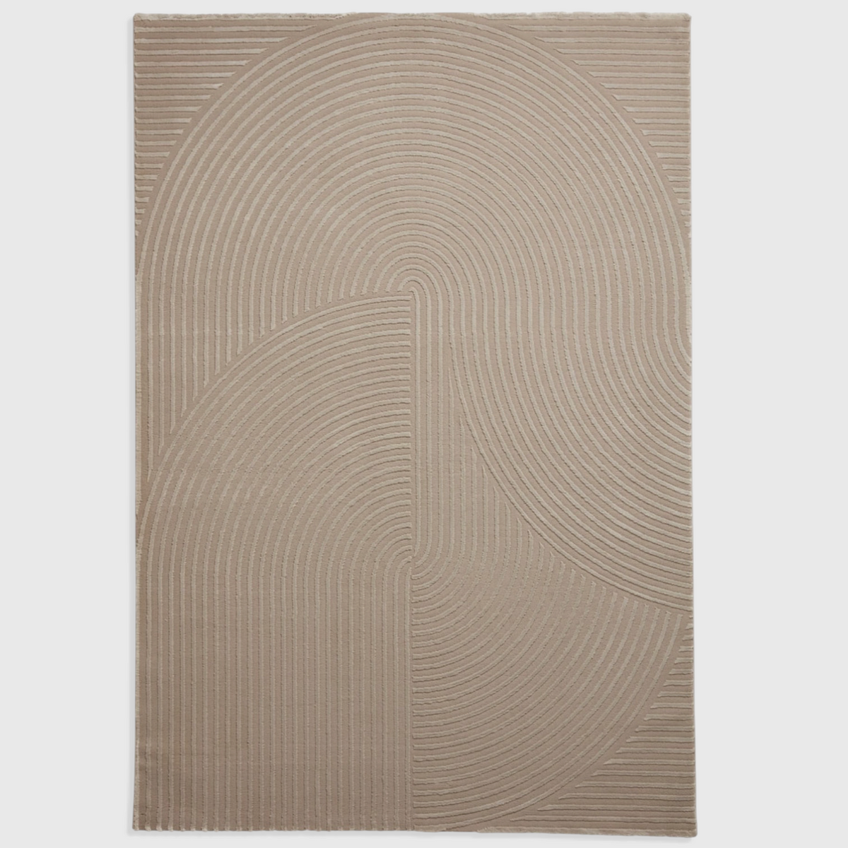 Alvo Rugs Fiorentina washable mink rug with a modern high-low carved arch pattern in recycled polyester