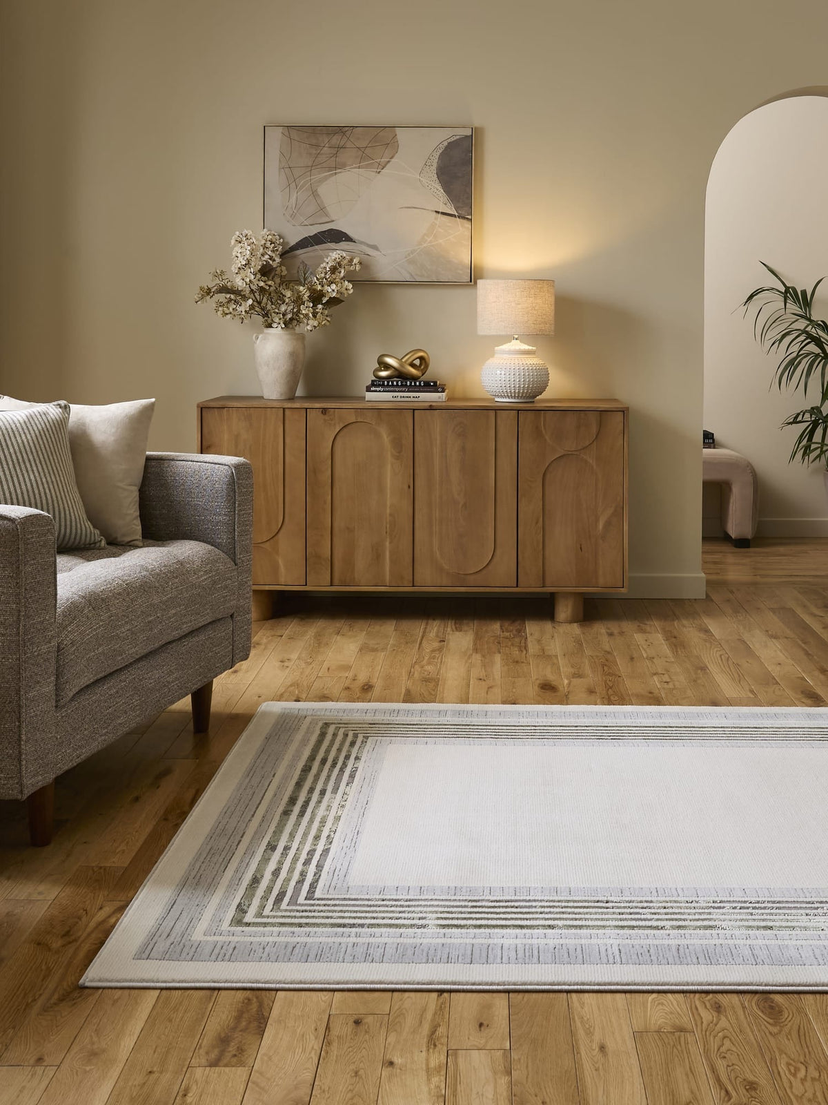 Alpa Ivory & Green Rug