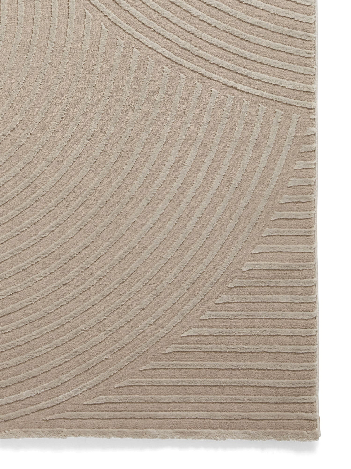 Alvo Rugs Fiorentina washable mink rug with a high-low carved arch pattern in soft recycled polyester