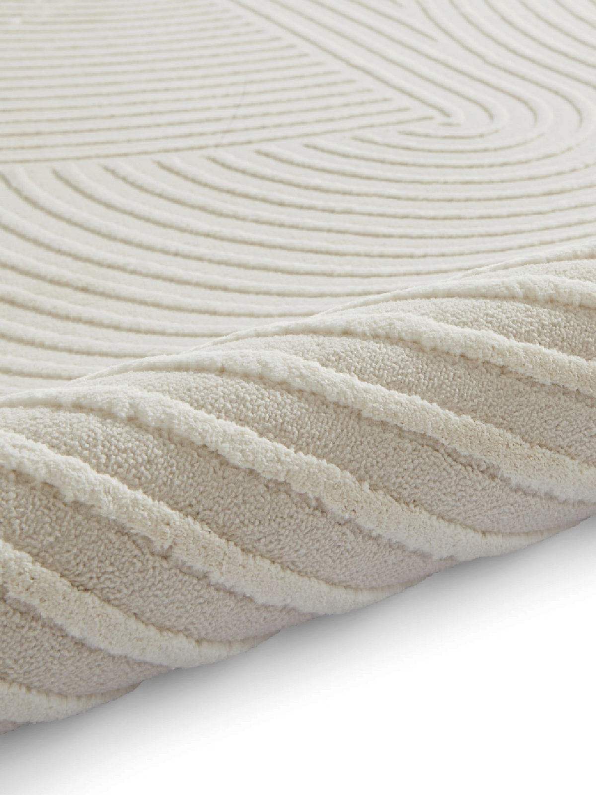 Alvo Rugs Fiorentina cream washable rug with a high-low carved arch pattern in soft recycled polyester
