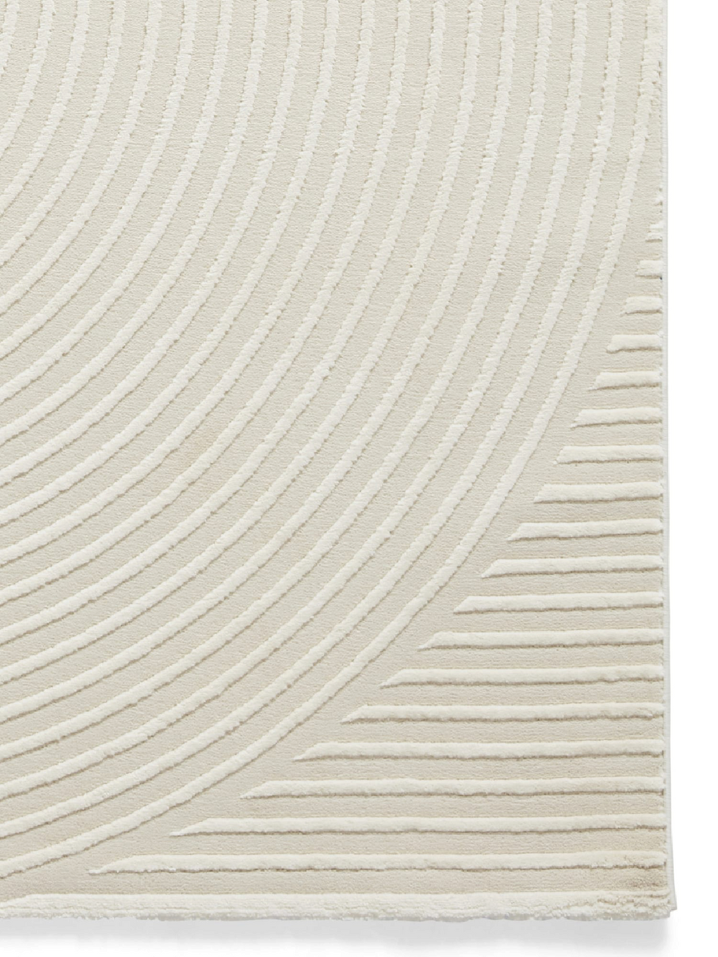 Alvo Rugs Fiorentina cream washable rug with a high-low carved arch pattern in soft recycled polyester
