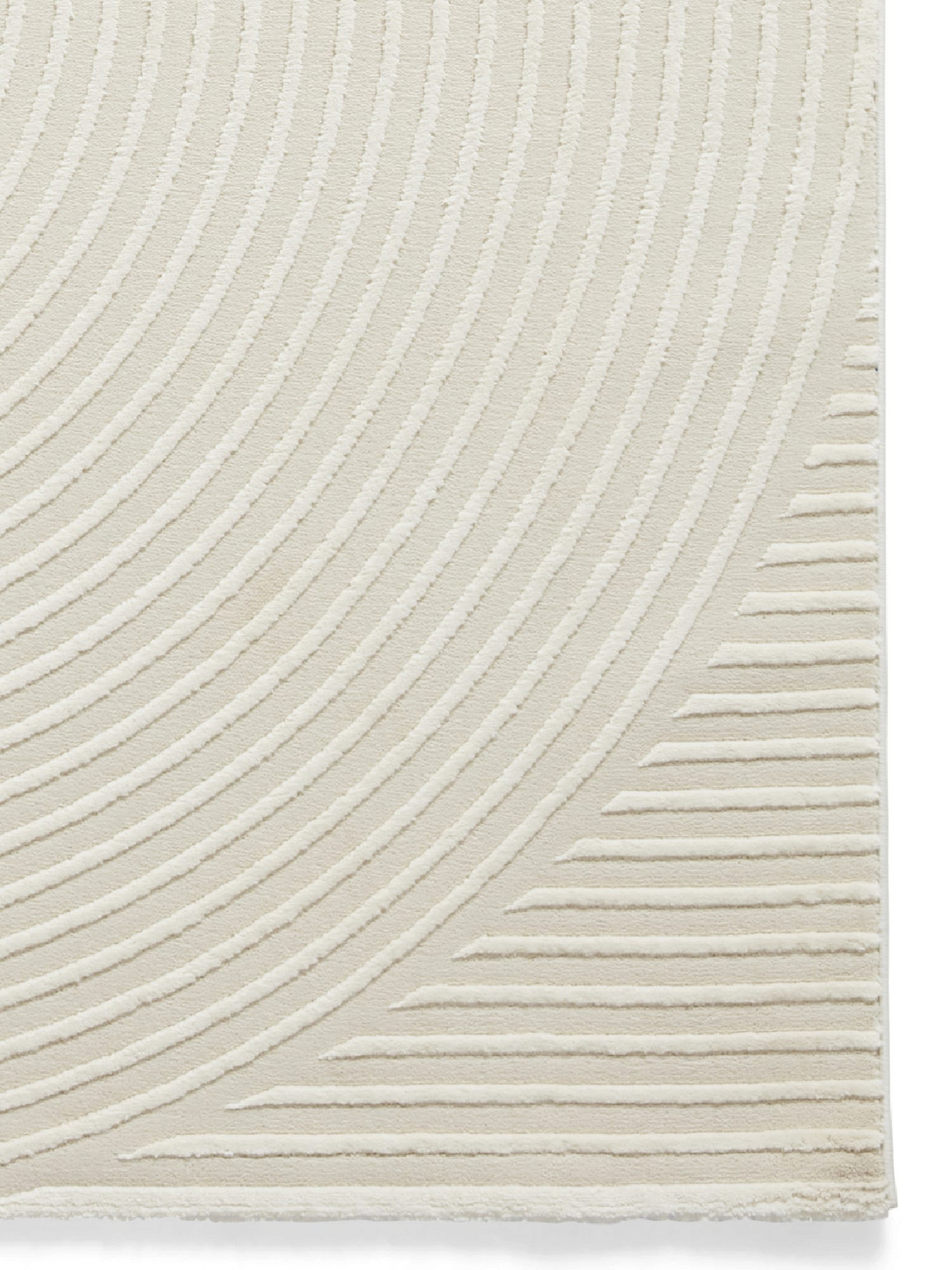 Alvo Rugs Fiorentina cream washable rug with a high-low carved arch pattern in soft recycled polyester