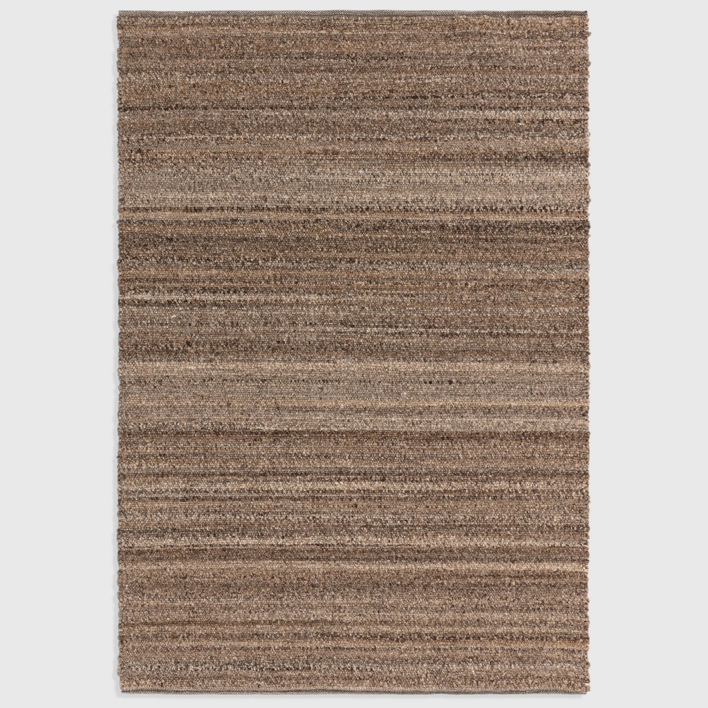 Alvo Rugs Abella tawny brown hand woven polyester boucle rug with a textured boho flatweave design.