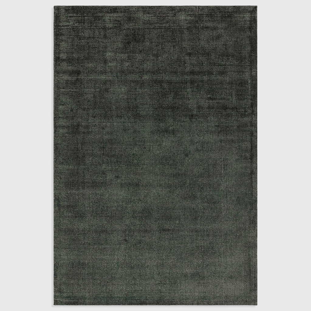 Alvo Rugs Astonia hand-woven green viscose rug with a subtle sheen and plain loop pile texture.
