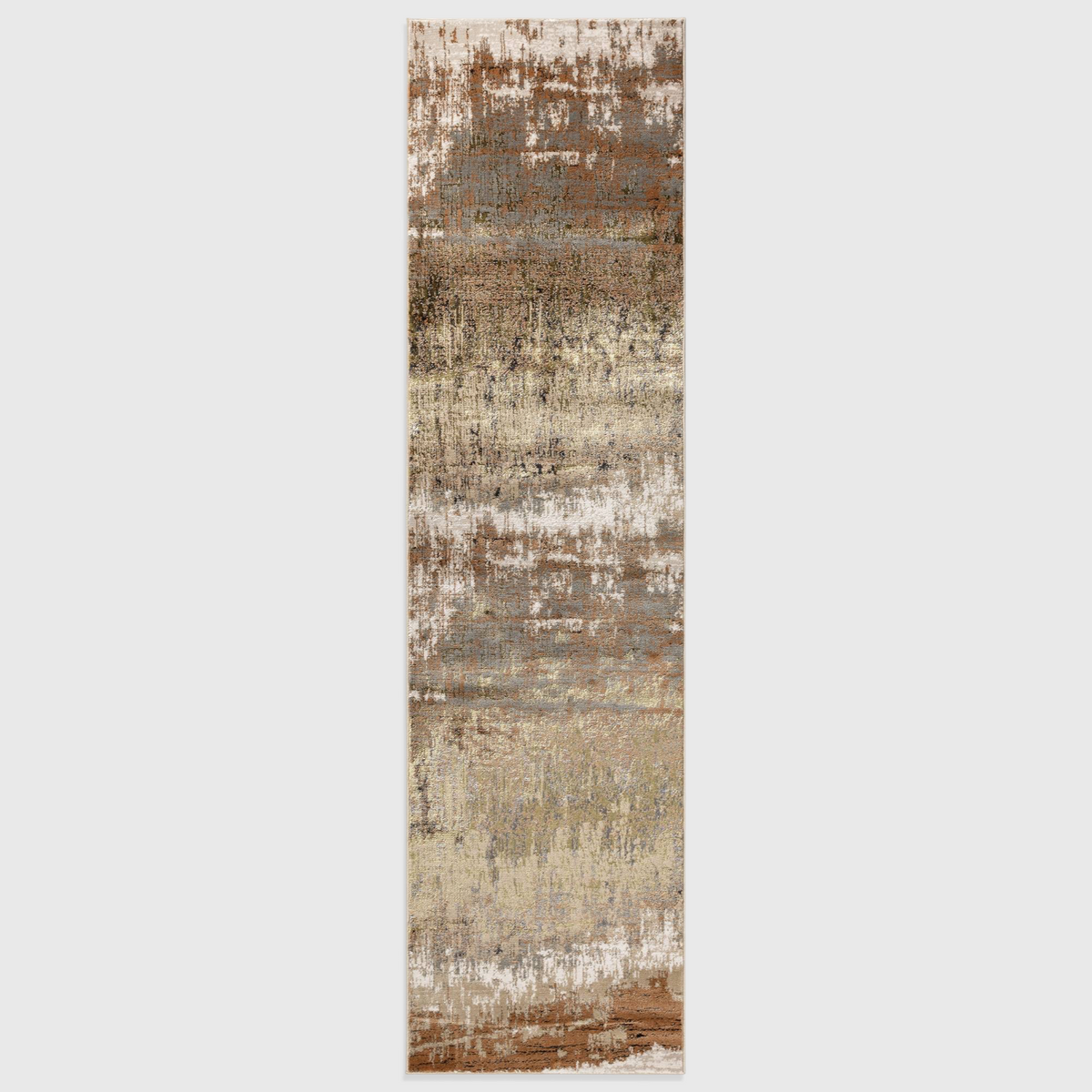 Alvo Rugs Aurorella Au01 Dune runner rug featuring an abstract metallic gold and brown design with a soft cut pile.