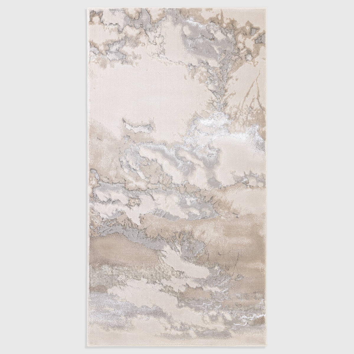 Alvo Rugs Aurorella Au02 Cloud rug featuring an abstract metallic grey and silver design with a soft cut pile finish.