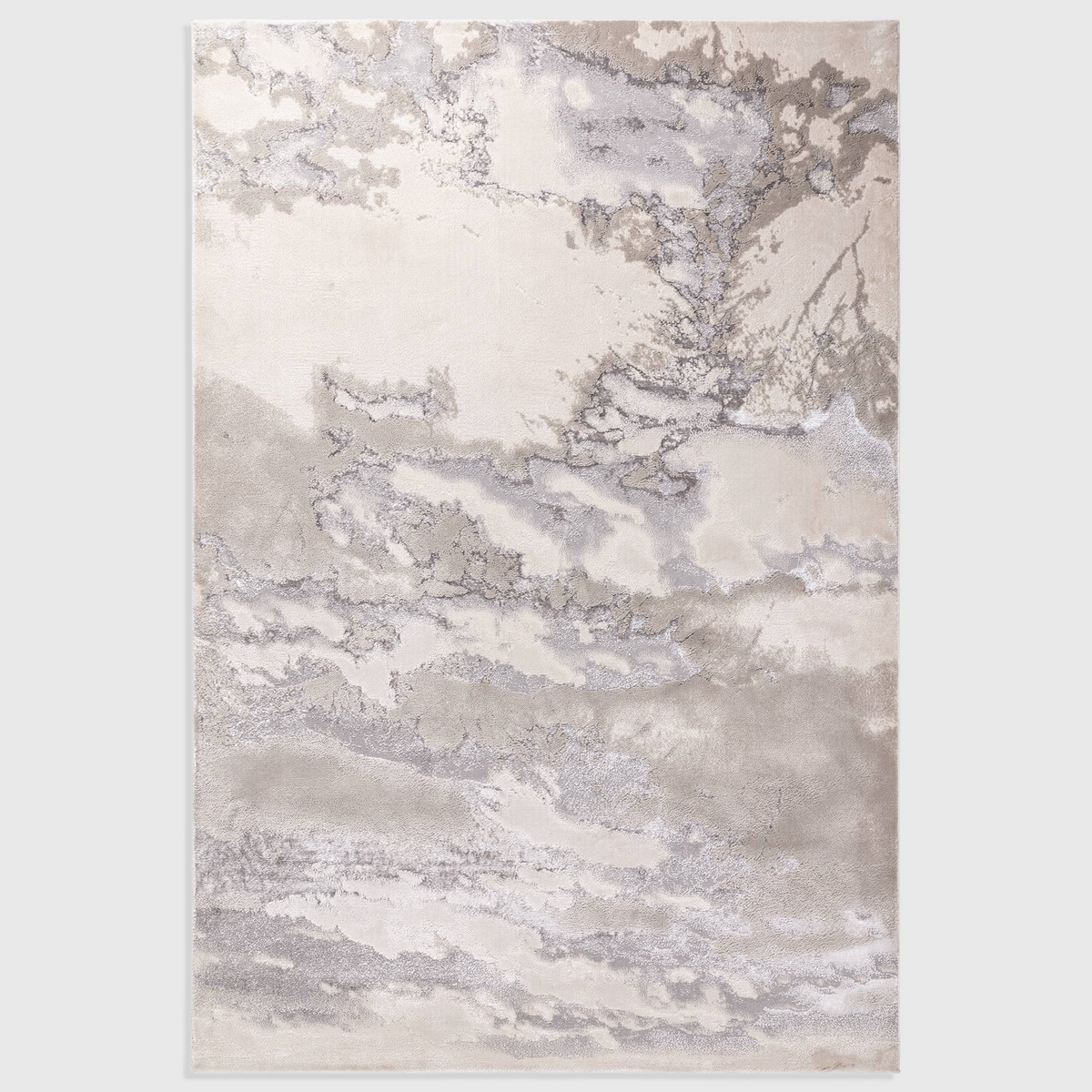 Alvo Rugs Aurorella Au02 Cloud rug in grey and silver with an abstract metallic design and soft cut pile texture.