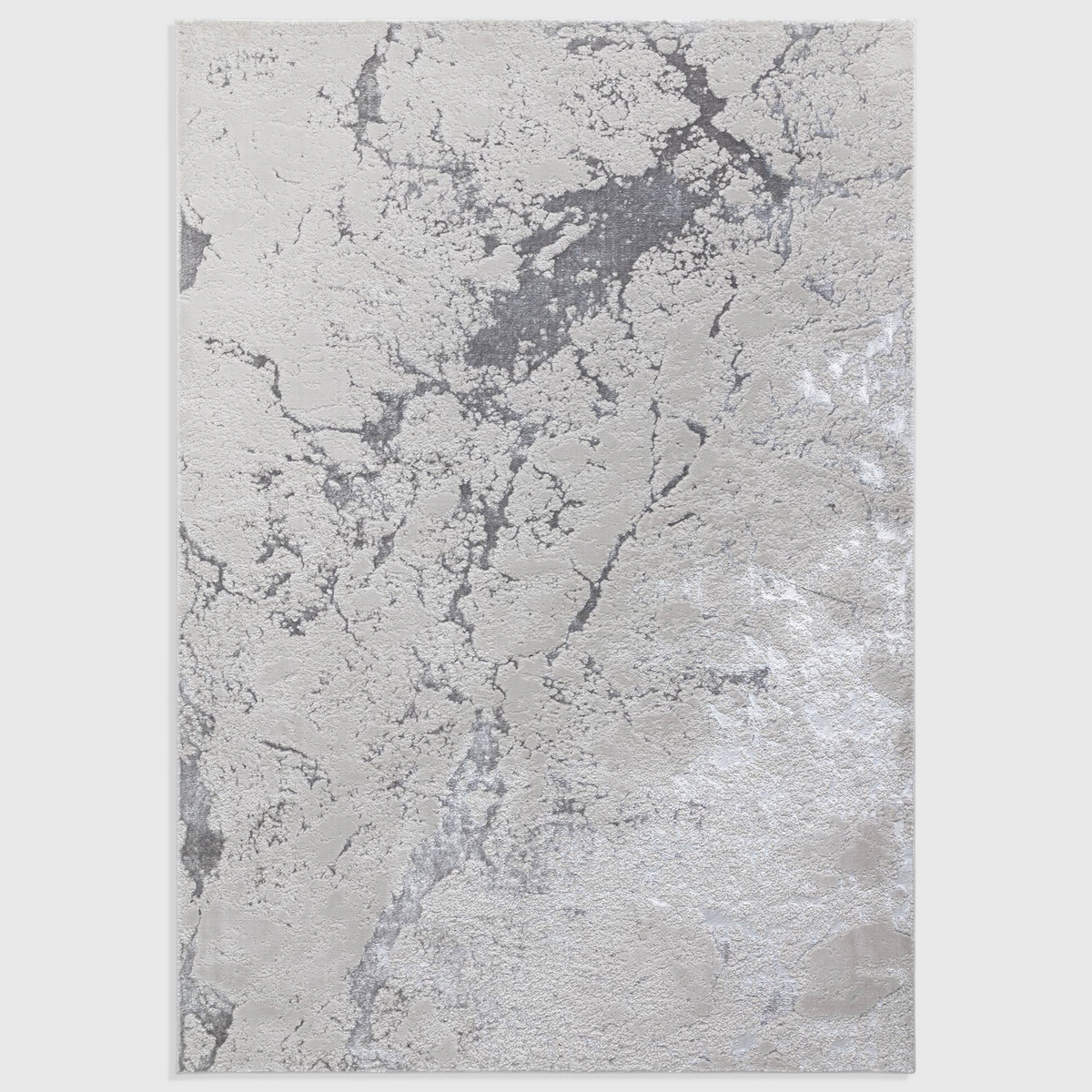 Alvo Rugs Aurorella Au03 Solar rug in grey and silver with an abstract metallic design and soft cut pile texture.
