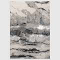 Alvo Rugs Aurorella Au05 Quartz rug featuring an abstract grey and silver metallic design with a soft cut pile finish.