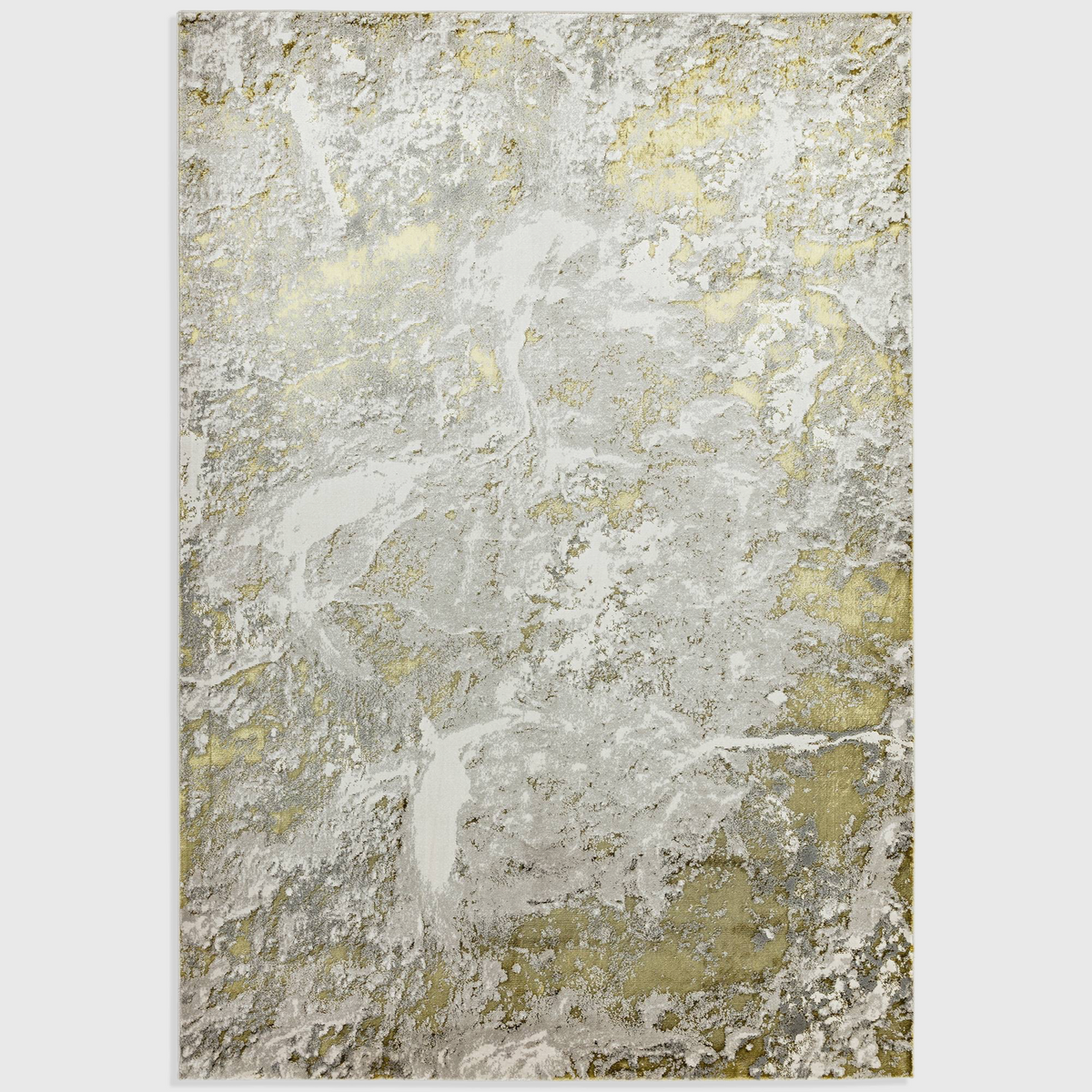 Alvo Rugs Aurorella Au06 abstract area rug featuring metallic gold and grey tones in a soft, durable cut pile finish.