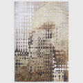 Alvo Rugs Aurorella Au07 diamond rug in cream and beige with metallic gold and bronze abstract geometric patterns.