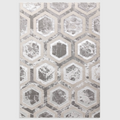 Alvo Rugs Aurorella Au12 crystal rug featuring a modern grey and silver metallic hexagonal abstract pattern.