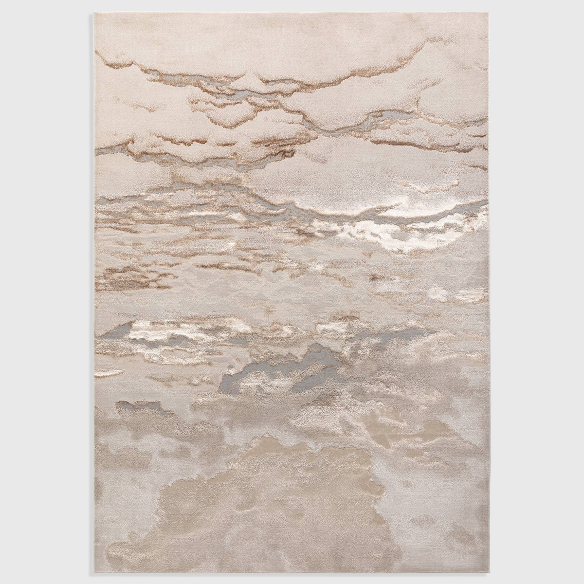 Alvo Rugs Aurorella Au17 Linea rug featuring an abstract metallic gold and beige design with a soft cut pile finish.