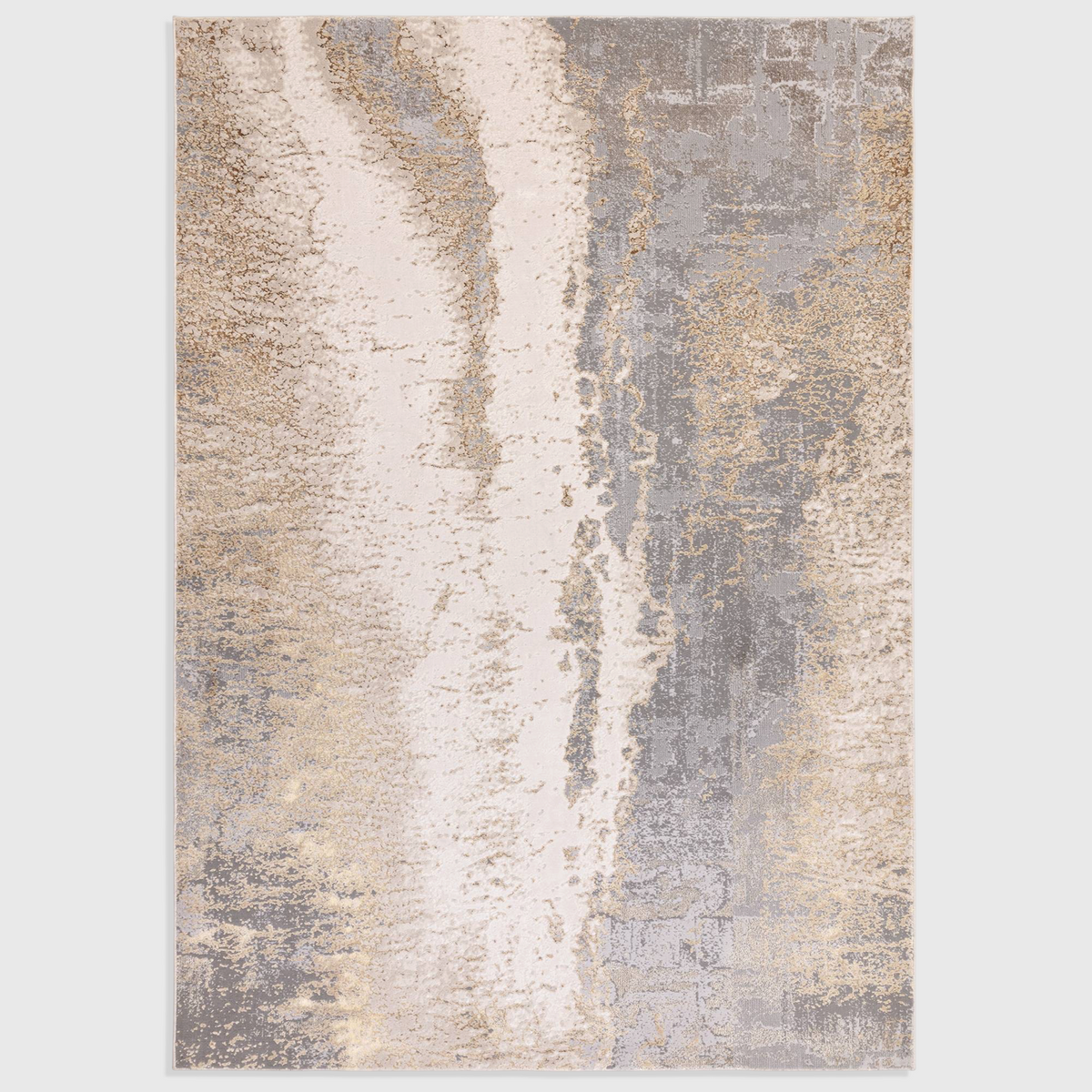 Alvo Rugs Aurorella Cliff Au24 grey and silver abstract metallic rug with a soft cut pile finish.