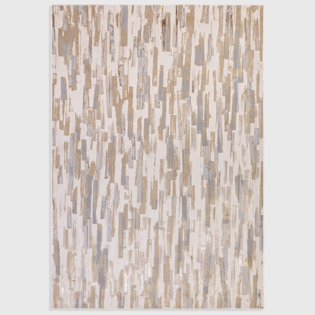 Alvo Rugs Aurorella Impression Au25 abstract rug in gold, beige, and grey with a soft cut pile machine-woven finish.