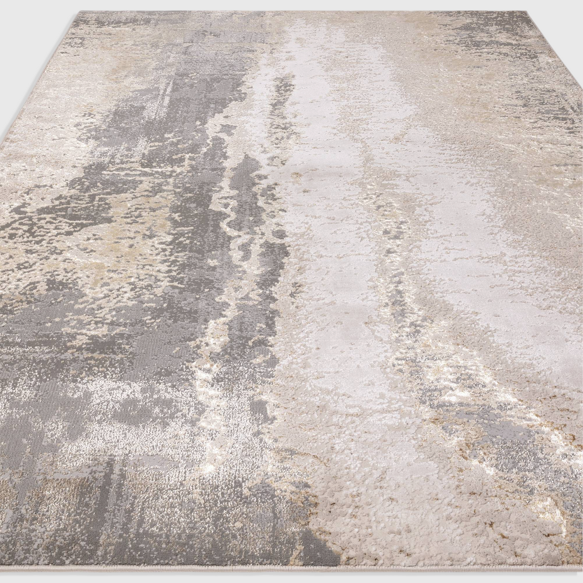 Alvo Rugs Aurorella Cliff Au24 grey and silver abstract machine-woven rug with a soft cut pile texture.