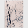 Alvo Rugs Aurorella Quake Au22 abstract rug featuring blue and metallic marble-like veins on a soft cream background.