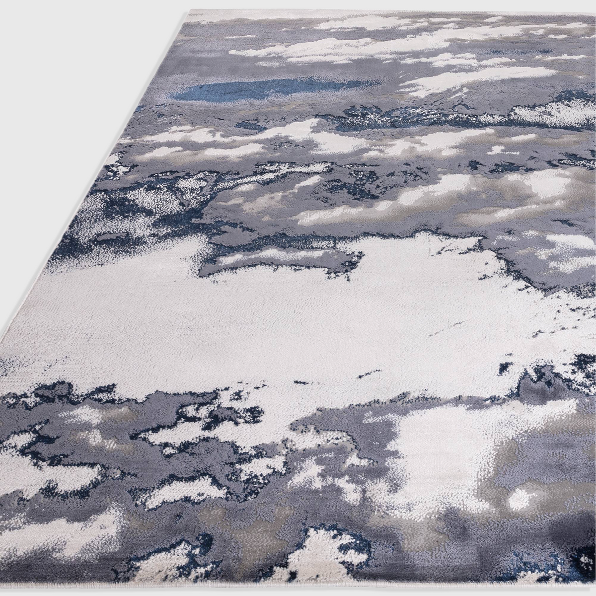 Alvo Rugs Aurorella Storm Au20 abstract rug in blue and grey tones with a soft cut pile machine-woven finish.