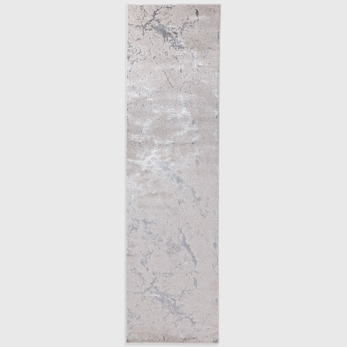 Alvo Rugs Aurorella Au03 Solar runner rug in grey and silver with an abstract metallic design and soft cut pile.
