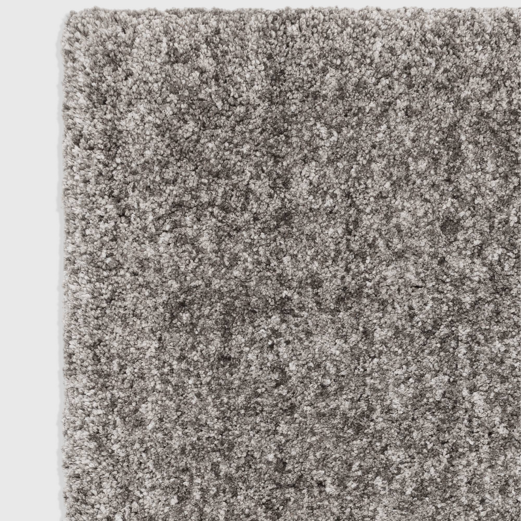 Alvo Rugs Barnett grey shaggy rug with a deep, soft microfibre polyester pile and textured silver tones.