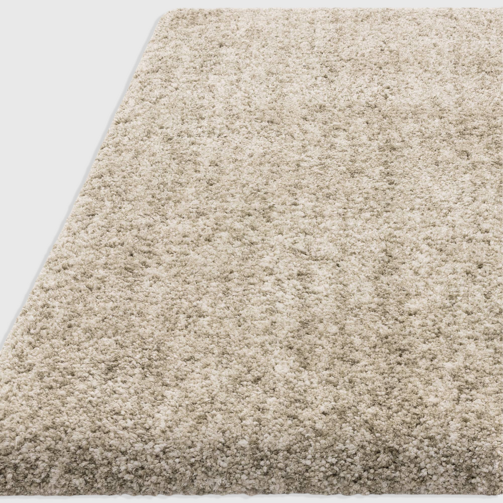 Alvo Rugs Barnett sage green shaggy rug with a deep pile, hand-woven from soft microfibre polyester.