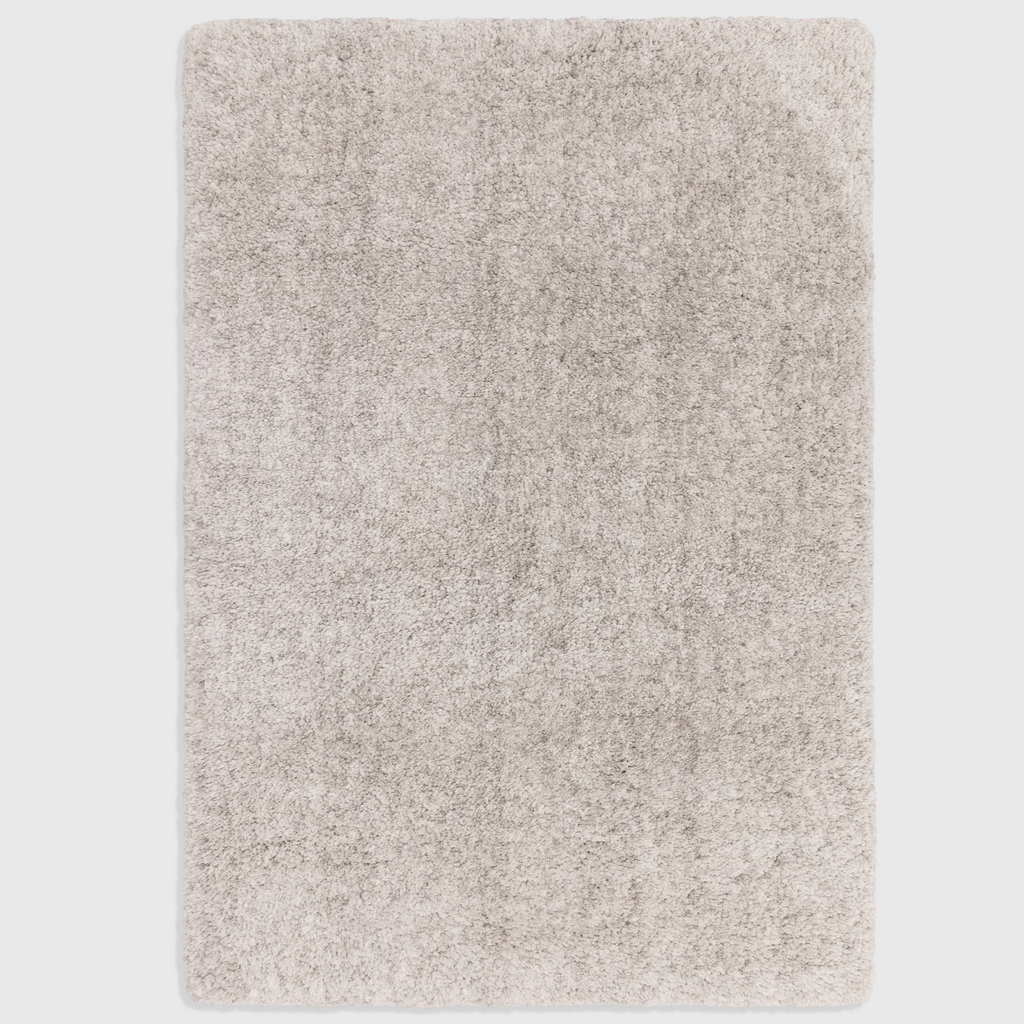 Alvo Rugs Barnett silver shaggy rug with a deep pile, hand-woven from soft microfibre polyester in a neutral grey tone