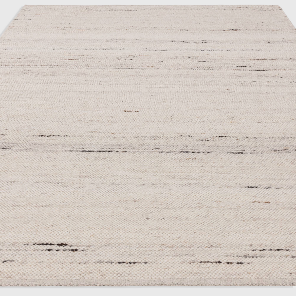 Alvo Rugs Birkley ivory hand-woven flatweave rug with subtle cream and dark grey striations in wool and polyester.