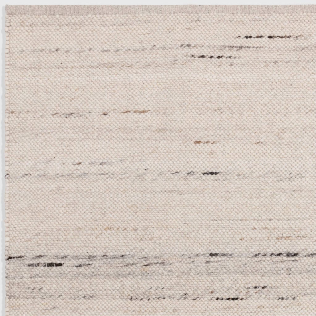 Alvo Rugs Birkley ivory hand-woven flatweave rug with subtle cream and grey wool-polyester blend texture