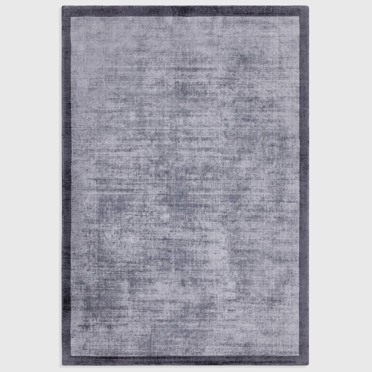 Alvo Rugs Blayde hand-woven viscose rug in airforce and navy blue with a two-tone border and soft textured finish.