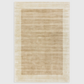 Alvo Rugs Blayde handwoven viscose rug in putty and champagne with a thick contrasting border and tip-sheared finish.