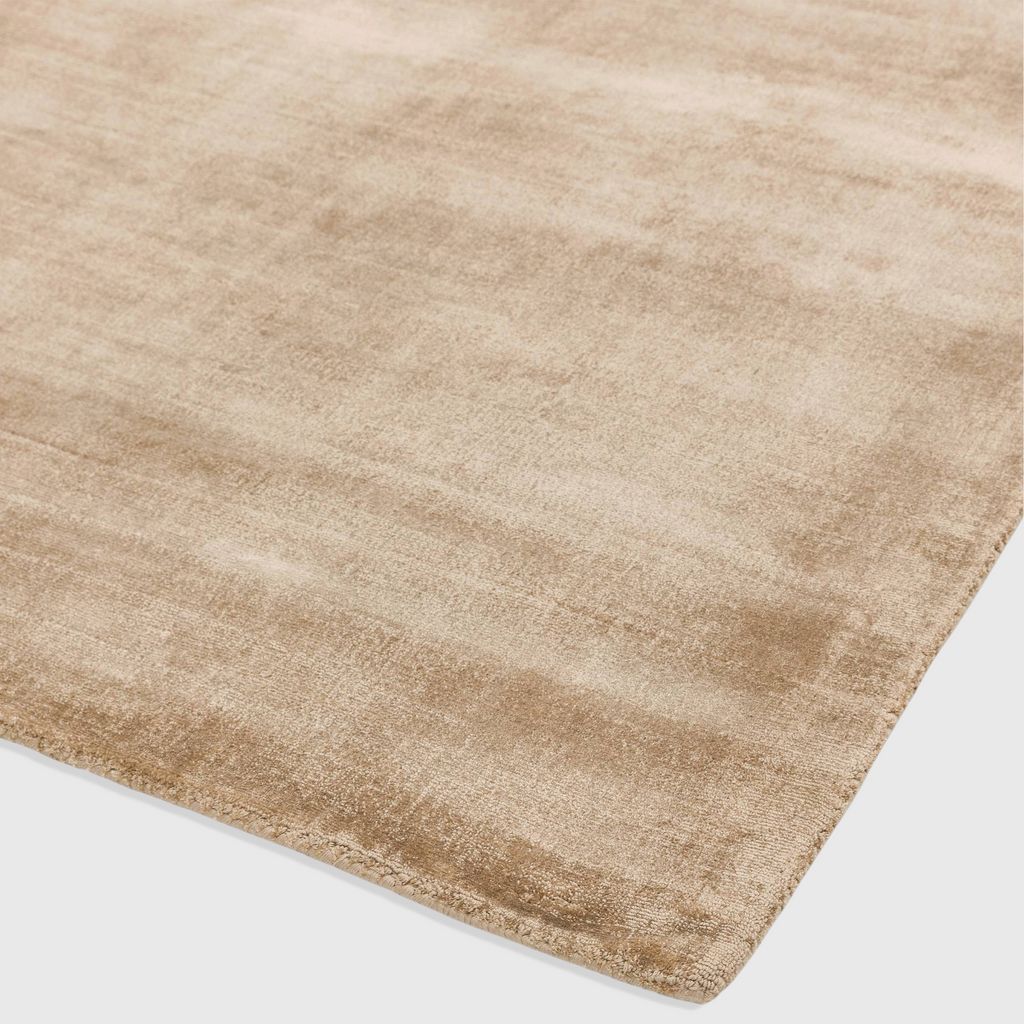 Alvo Rugs Blayde champagne beige hand-woven viscose rug with a soft tip-sheared vintage texture.