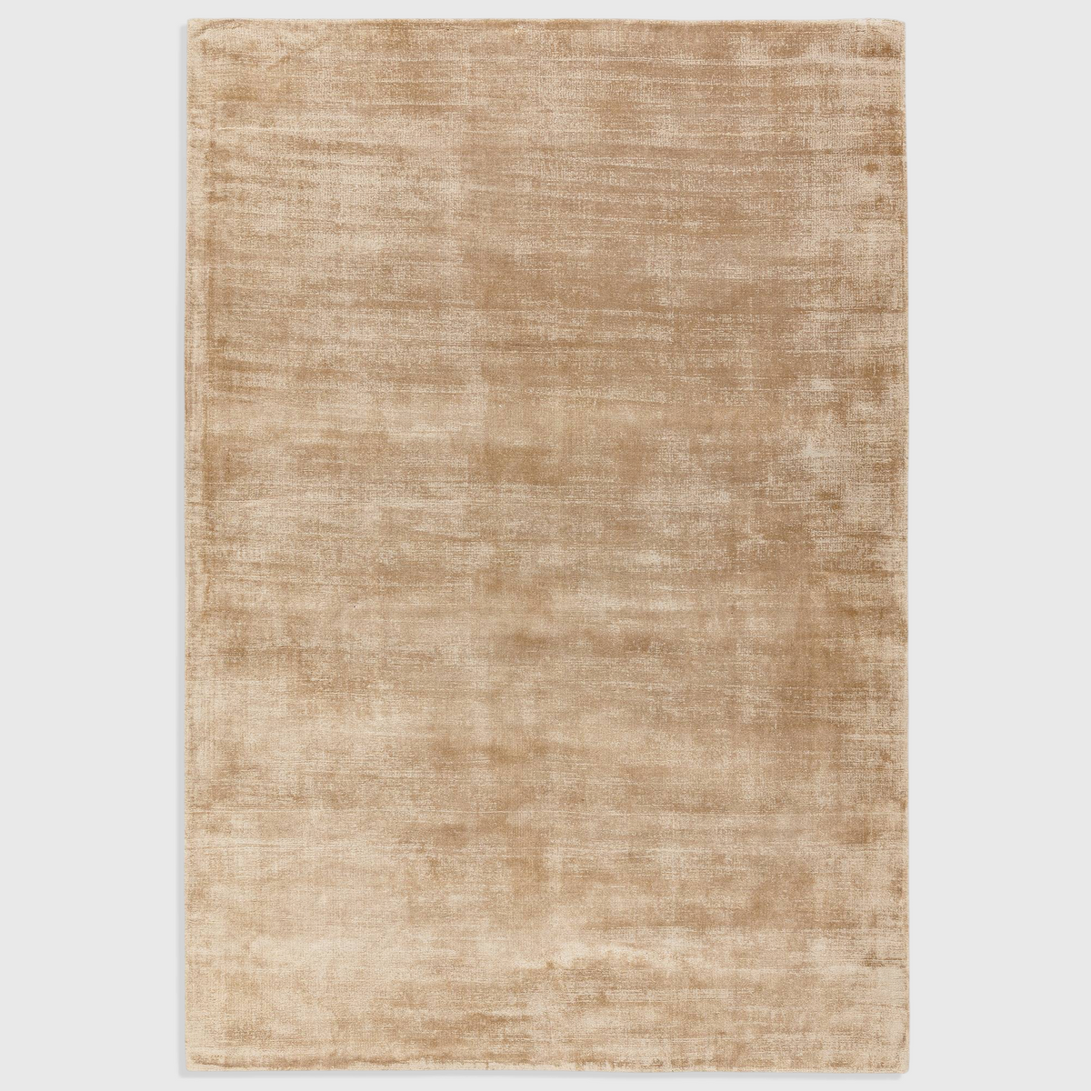 Alvo Rugs Blayde champagne beige hand-woven viscose rug with a vintage tip-sheared texture and plain aesthetic.