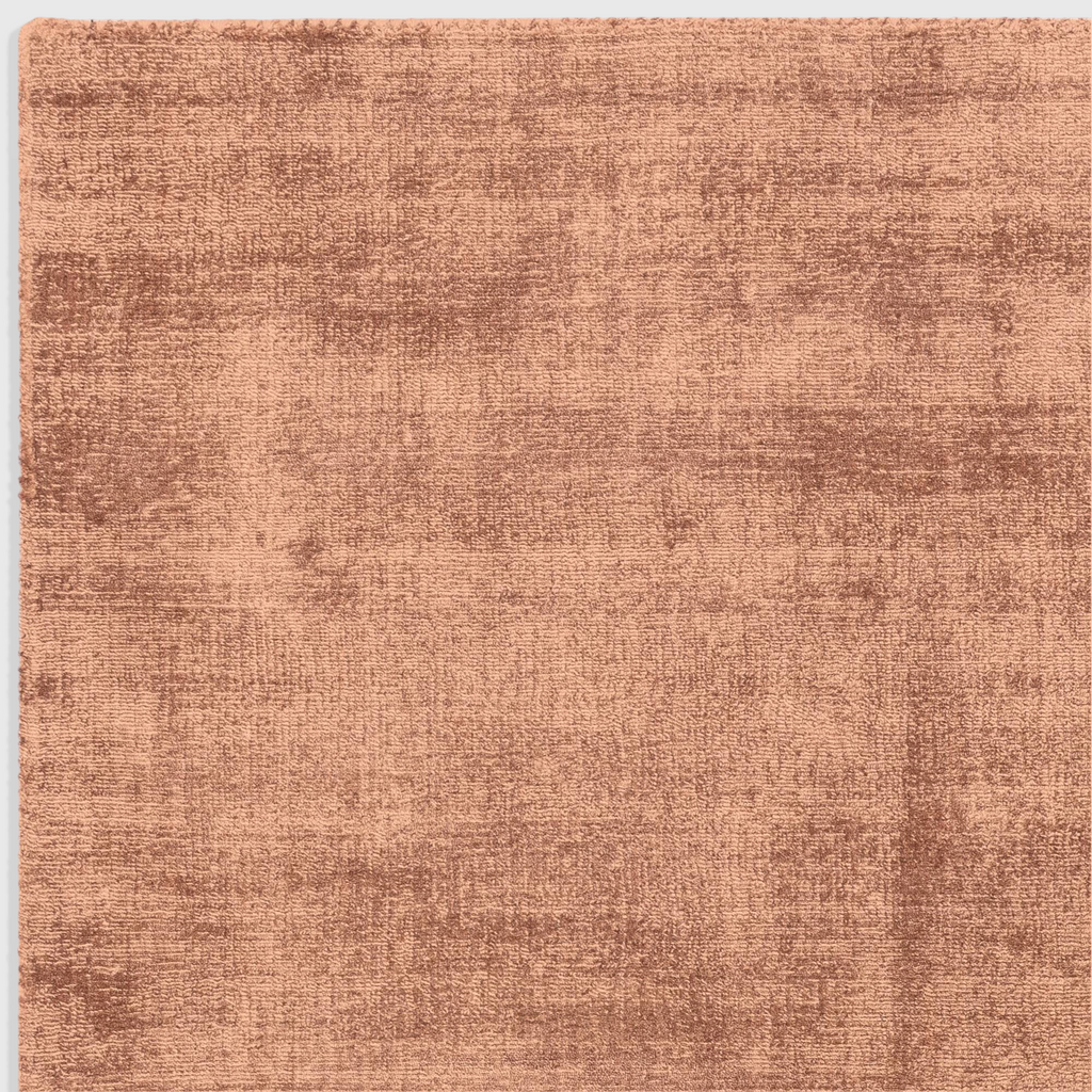 Alvo Rugs Blayde Earth rug in orange viscose with a hand-woven vintage tip-sheared texture and plain aesthetic.