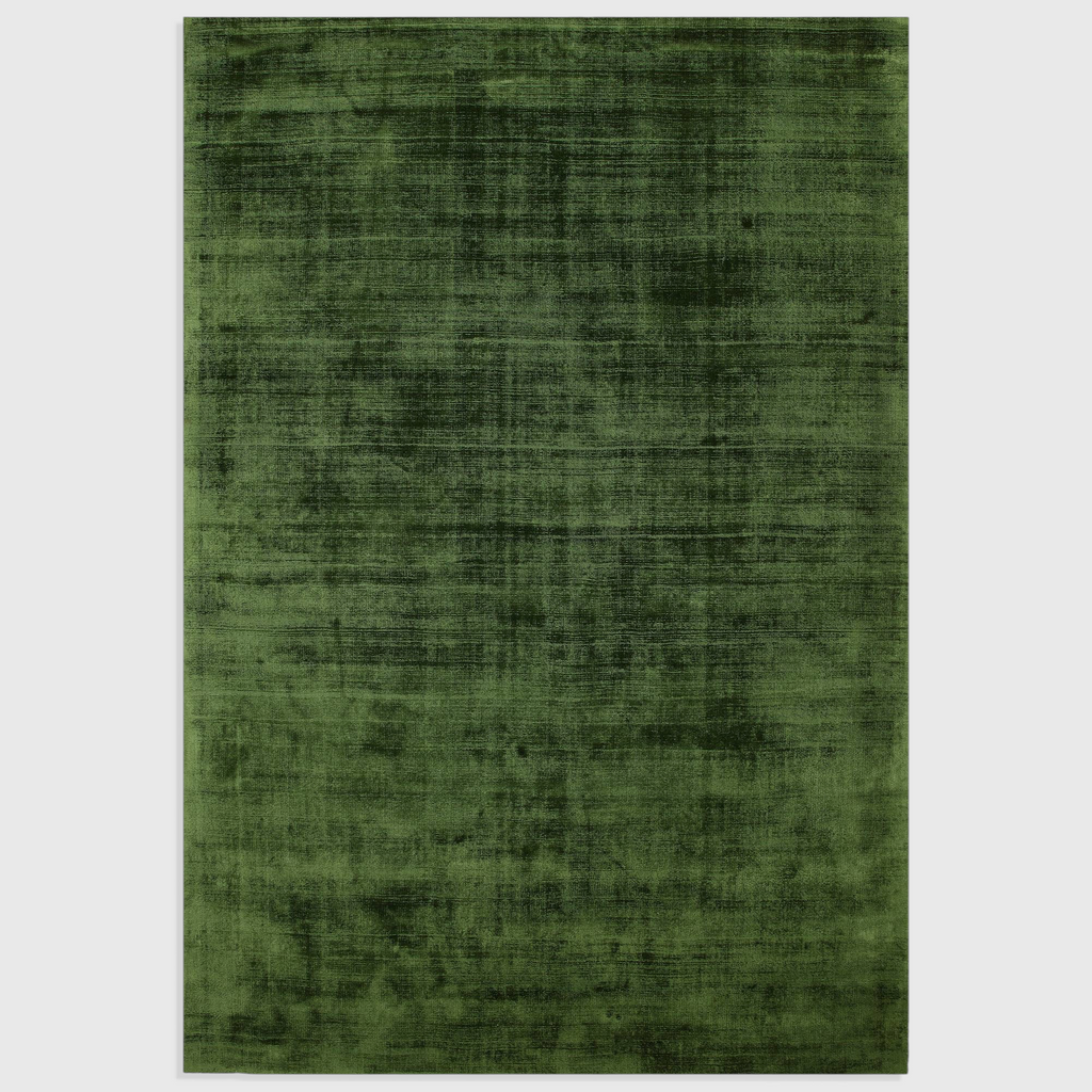 Alvo Rugs Blayde green hand-woven viscose rug with a vintage tip-sheared texture and soft loop pile finish.