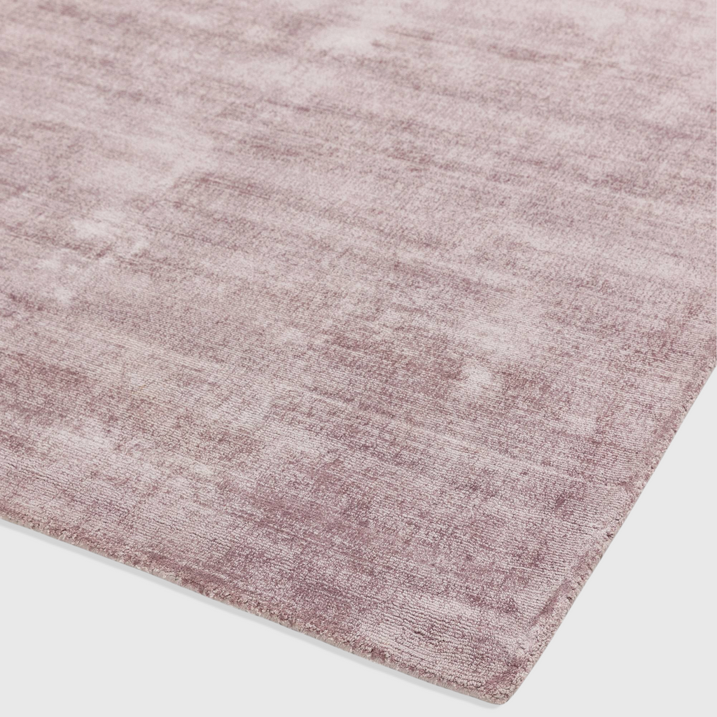 Alvo Rugs Blayde Heather rug in purple viscose with a hand-woven vintage tip-sheared finish and soft loop pile texture.