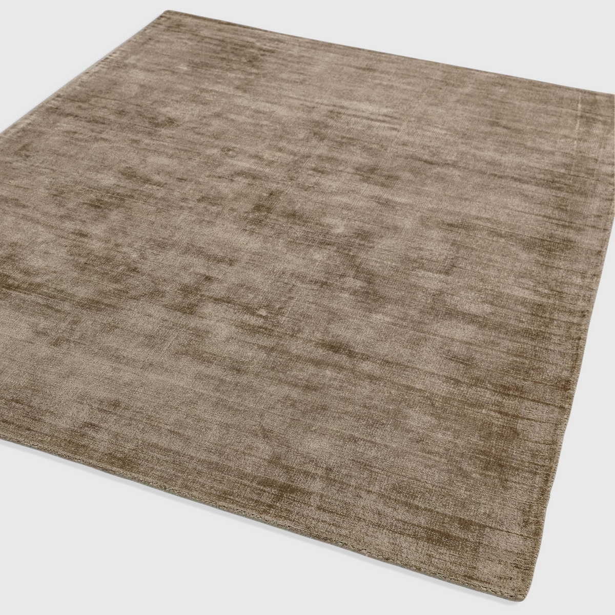 Alvo Rugs Blayde mocha hand-woven viscose rug with a soft vintage-look finish and plain contemporary style.