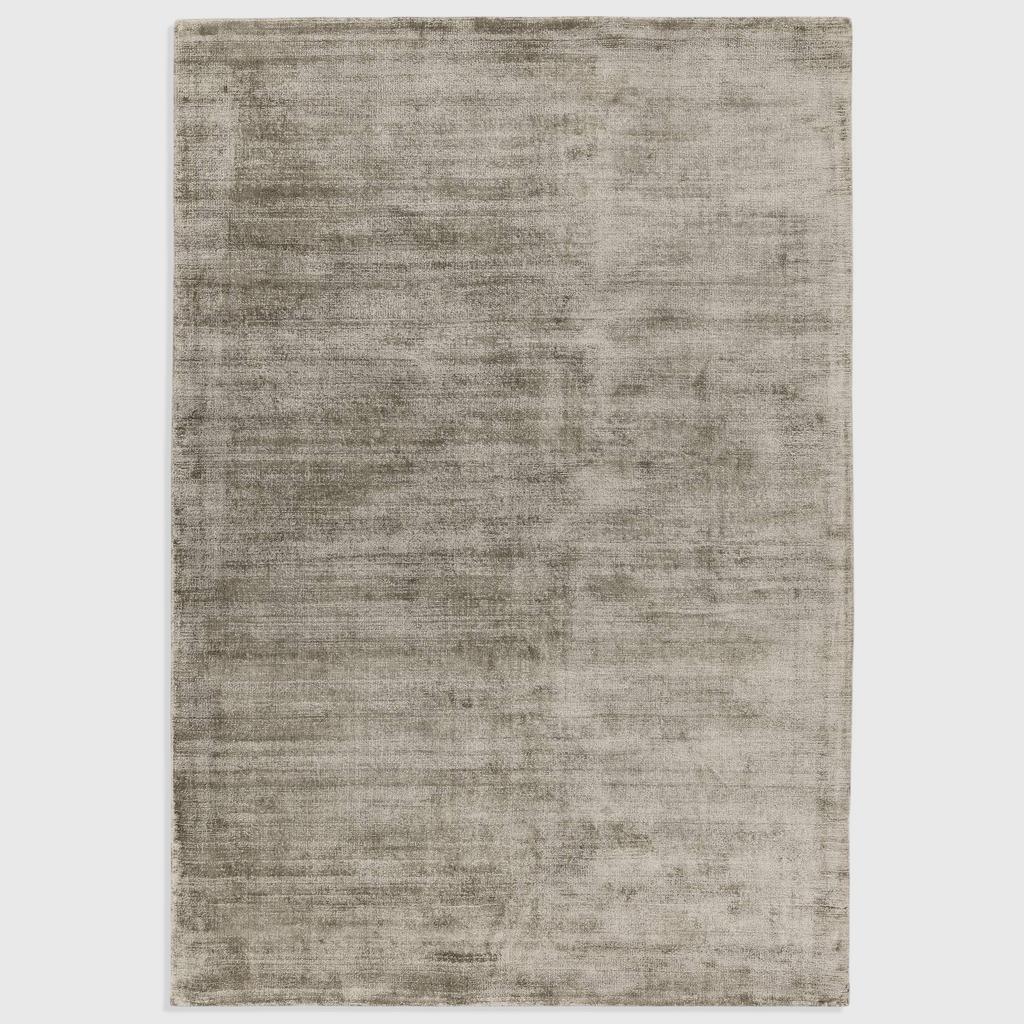 Alvo Rugs Blayde hand-woven beige viscose rug with a vintage tip-sheared finish and plain contemporary aesthetic.