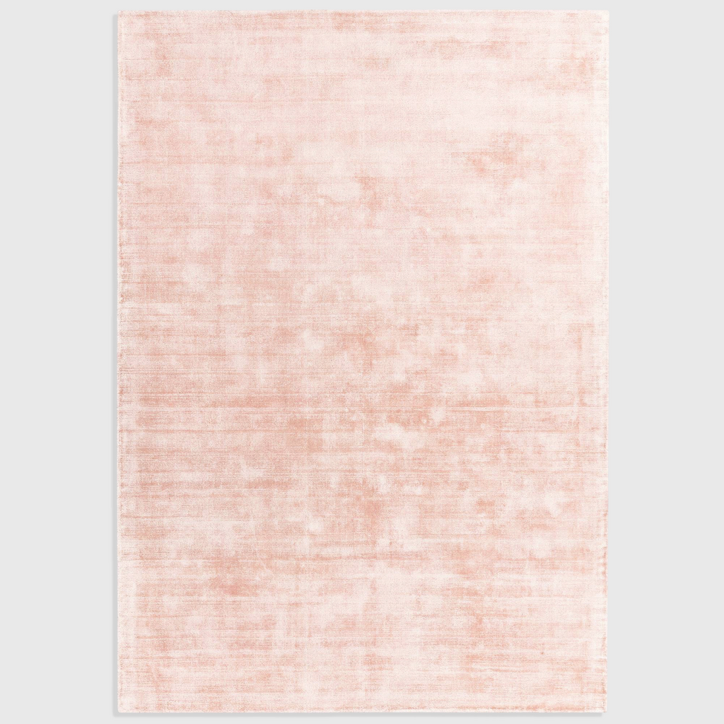 Alvo Rugs Blayde pink hand-woven viscose rug with a vintage tip-sheared finish and soft loop pile texture.