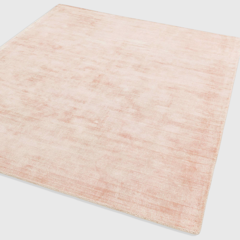 Alvo Rugs Blayde pink hand-woven viscose rug with a vintage-inspired tip-sheared finish and soft loop pile texture.