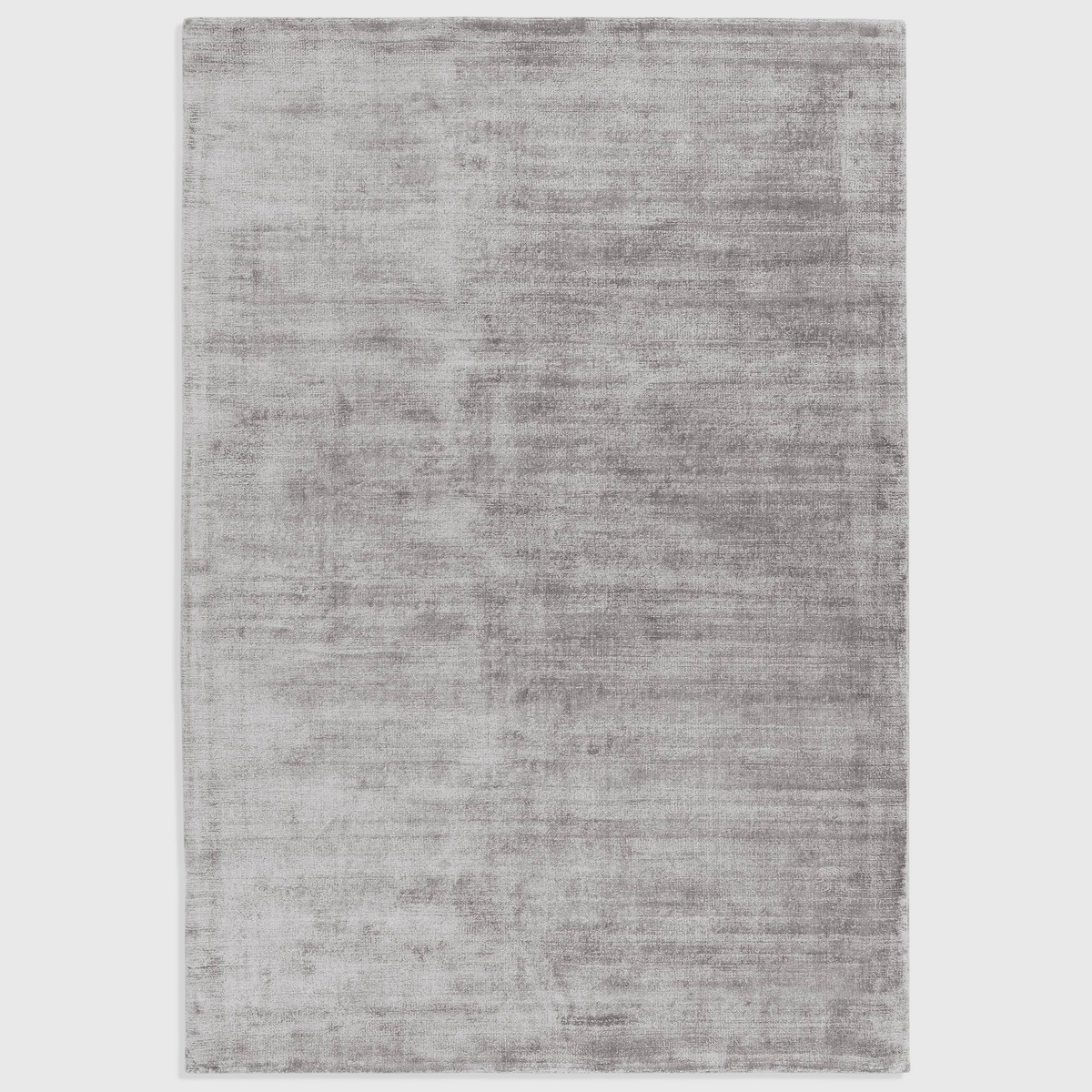 Alvo Rugs Blayde silver hand-woven viscose rug with a vintage-inspired tip-sheared texture and plain grey aesthetic.