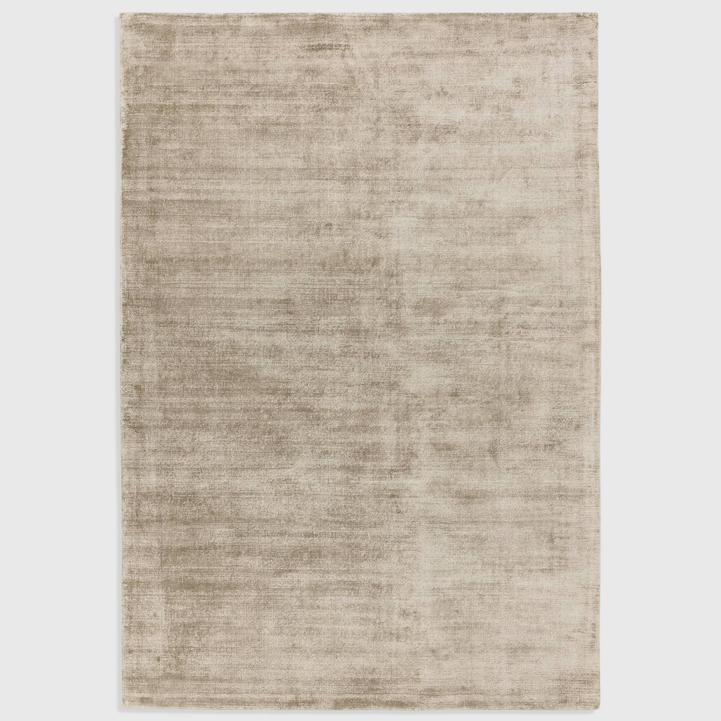 Alvo Rugs Blayde Smoke rug in grey and silver tones, hand-woven from 100% viscose with a vintage tip-sheared finish.