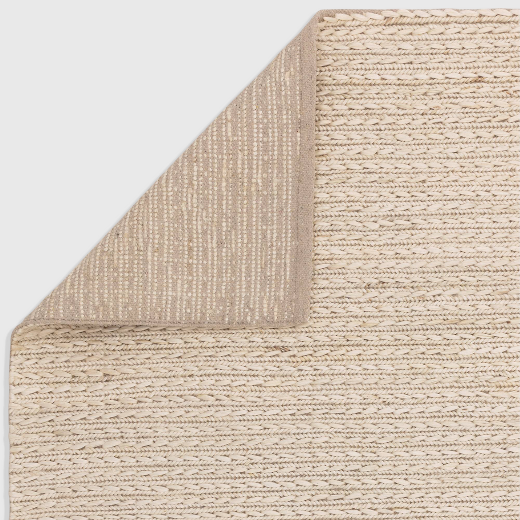 Alvo Rugs Oaks blonde flatweave rug featuring hand-woven jute and cotton blend with a durable cotton backing