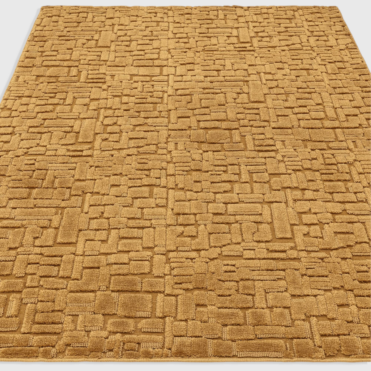 Alvo Rugs Casabella gold area rug with a textured cut and loop pile pattern made from soft 100% polyester.