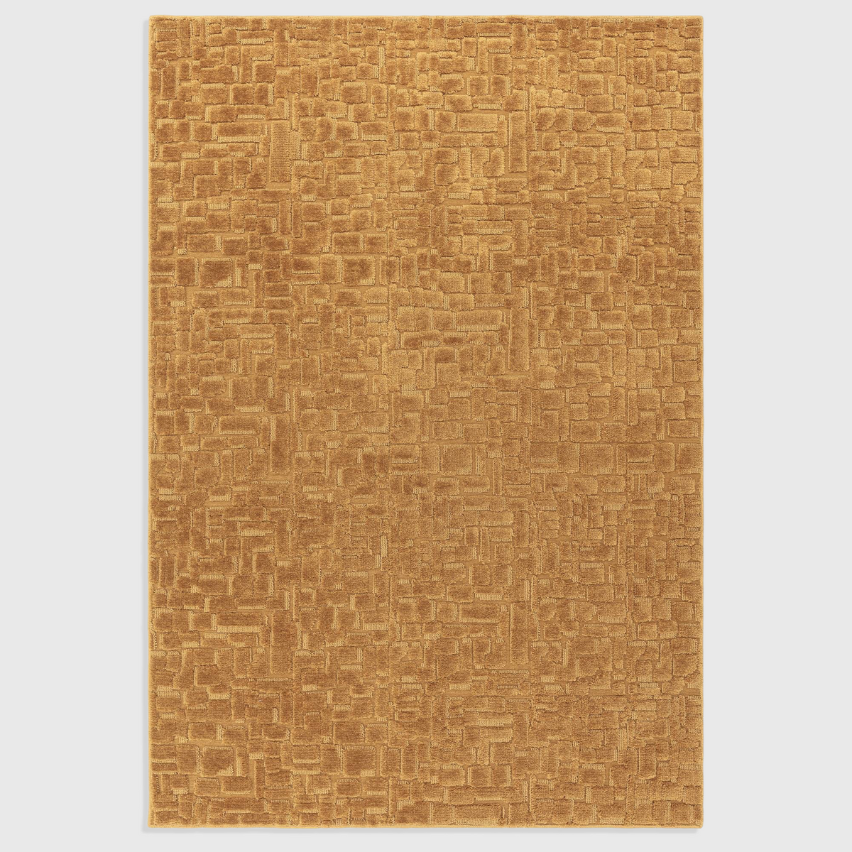 Alvo Rugs Casabella gold area rug with a textured cut and loop pile pattern in a warm yellow polyester finish.