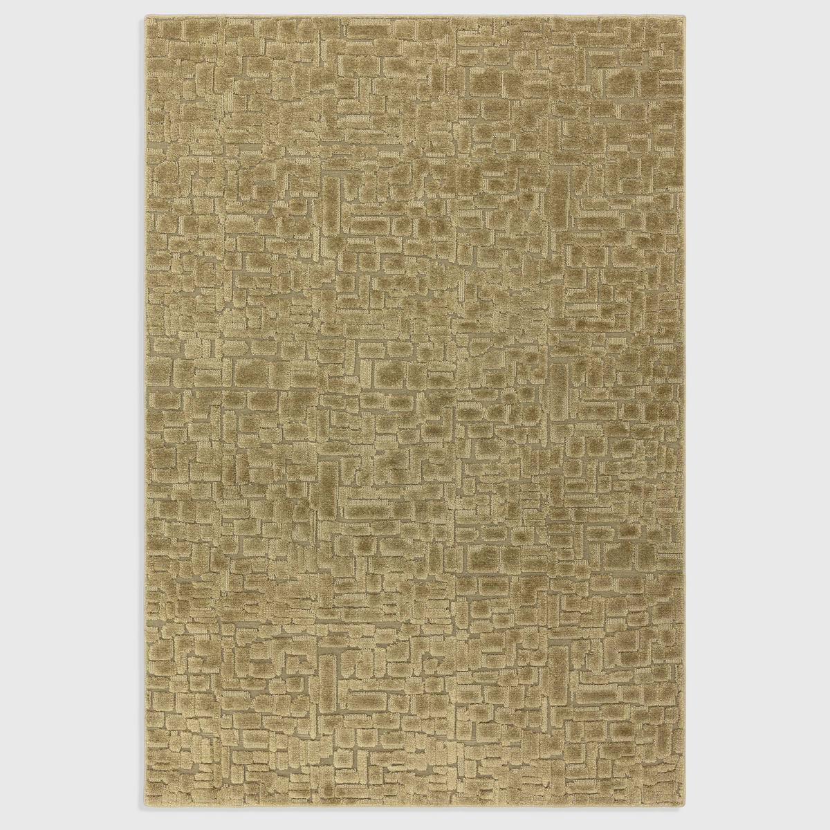 Alvo Rugs Casabella green polyester area rug with a textured cut and loop pile geometric pattern