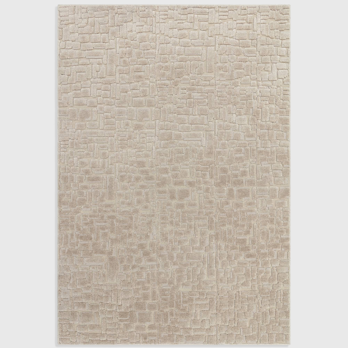 Alvo Rugs Casabella Oyster rug featuring a neutral beige geometric cut and loop pile texture in 100% polyester.