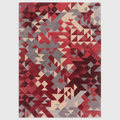 Alvo Rugs Elysian red multi rug with hand-tufted wool and viscose geometric 3D pattern in contemporary style