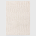 Alvo Rugs Hagia ivory wool rug with a geometric cut and loop pile pattern in a contemporary hand-tufted design.