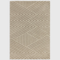 Alvo Rugs Hagia taupe wool rug featuring a geometric cut and loop pile design in a modern, hand-tufted style.