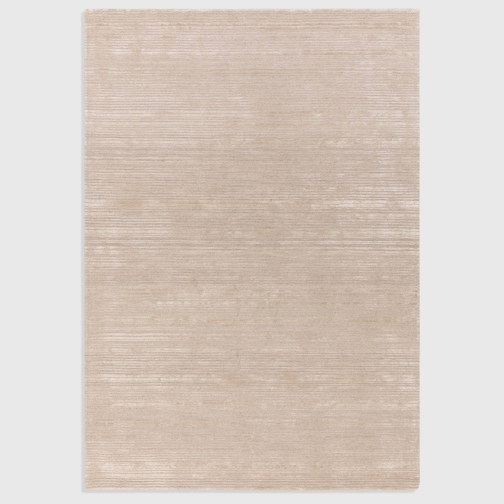 Alvo Rugs Henlee Putty rug with a hand-woven wool and viscose blend featuring a textured cut and loop pile design.